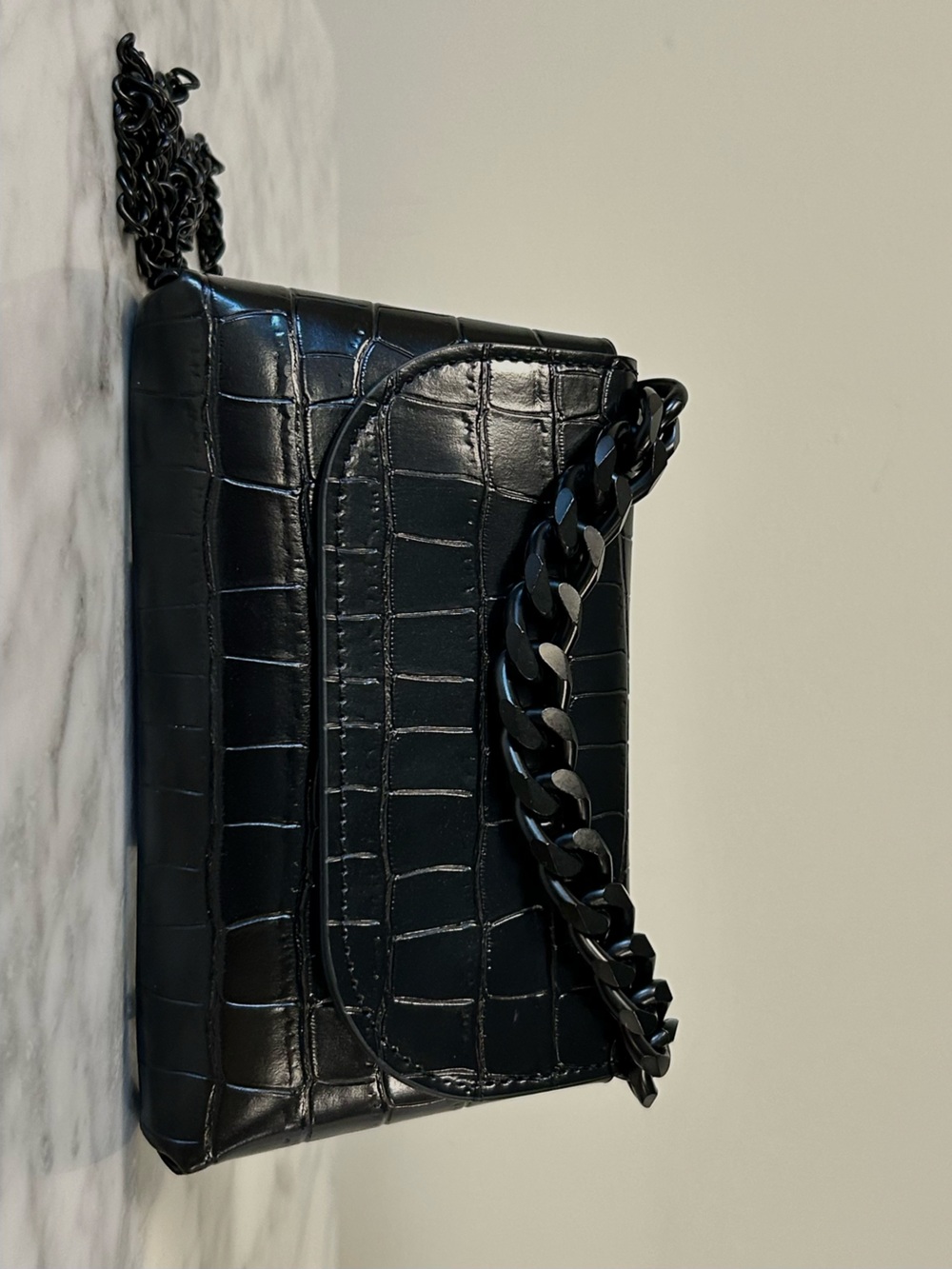 ALDO small black croc-embossed crossbody bag & Belt